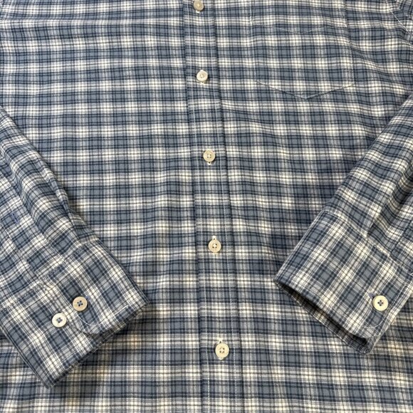 UNTUCKit Mens Medium Blue White Plaid Long Sleeve Button Down Shirt Slim Fit - Picture 2 of 7